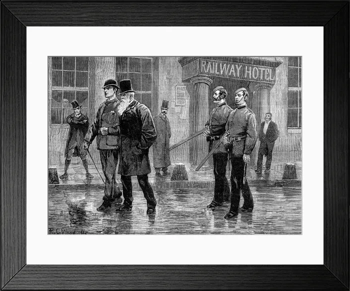 Framed Print : The State of Ireland: going to business - a sketch at Westport, Mayo, 1880. Creator: Unknown Framed Print : The State of Ireland: going to business - a sketch at Westport, Mayo, 1880. Creator: Unknown