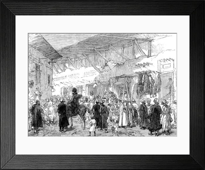 Framed Print : The Afghan War: the Shor Bazaar, Cabul, looted by the enemy on Dec. 14, 1880. Creator: Unknown Framed Print : The Afghan War: the Shor Bazaar, Cabul, looted by the enemy on Dec. 14, 1880. Creator: Unknown