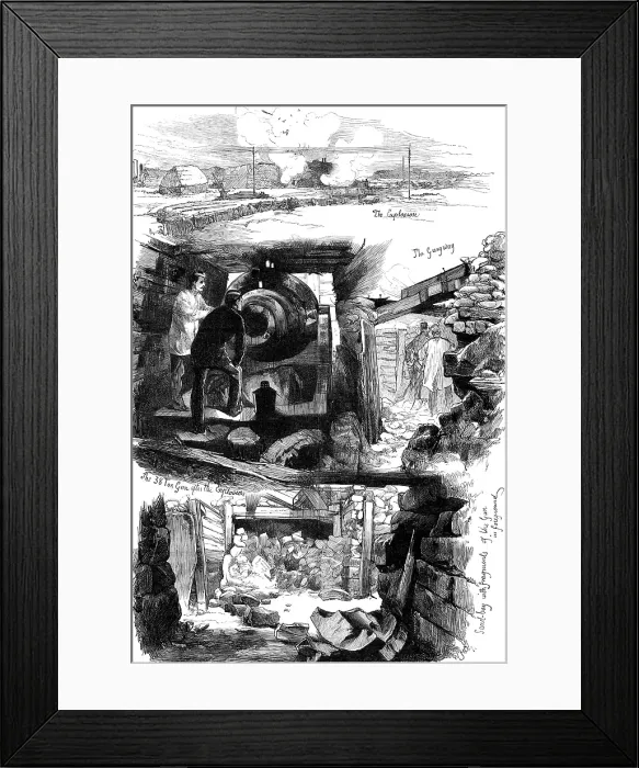 Framed Print : Explosion of the Thunderer's Great Gun at Woolwich, 1880. Creator: Unknown Framed Print : Explosion of the Thunderer's Great Gun at Woolwich, 1880. Creator: Unknown