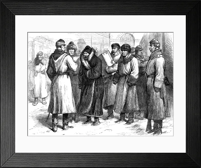 Framed Print : Sketches of the Crisis in Russia: prisoners at a railway station, 1880. Creator: Unknown Framed Print : Sketches of the Crisis in Russia: prisoners at a railway station, 1880. Creator: Unknown