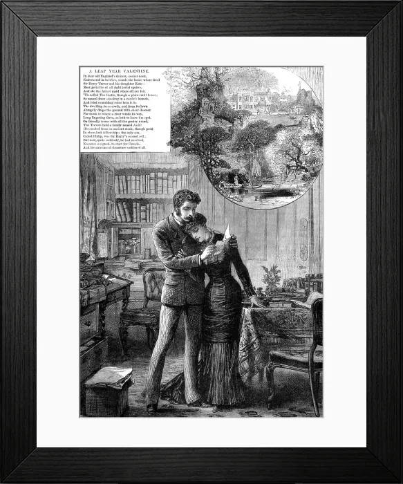 Framed Print : A Leap-Year Valentine, 1880. Creator: Unknown Framed Print : A Leap-Year Valentine, 1880. Creator: Unknown