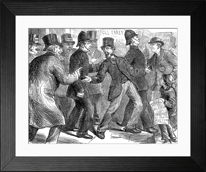 Framed Print : Election Sketches: the fate of a personator, 1880. Creator: Unknown Framed Print : Election Sketches: the fate of a personator, 1880. Creator: Unknown
