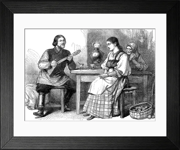 Framed Print : Russian Sketches: a Moujik's courtship, 1880. Creator: Unknown Framed Print : Russian Sketches: a Moujik's courtship, 1880. Creator: Unknown