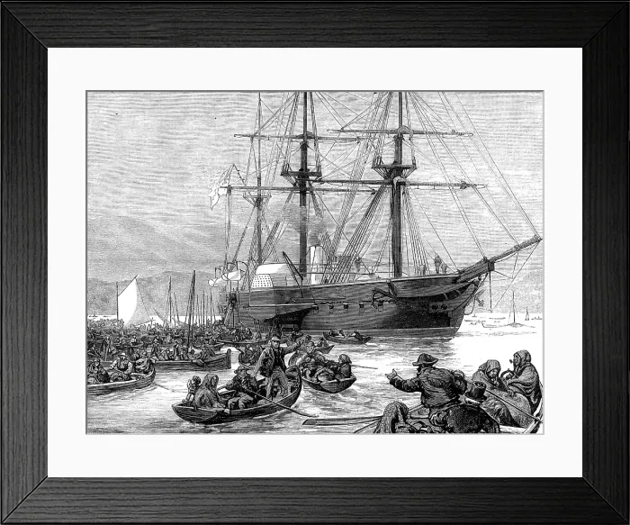 Framed Print : Irish Relief Squadron, under the Duke of Edinburgh - distributing stores...at Kilkerran, 1880. Creator: Unknown Framed Print : Irish Relief Squadron, under the Duke of Edinburgh - distributing stores...at Kilkerran, 1880. Creator: Unknown