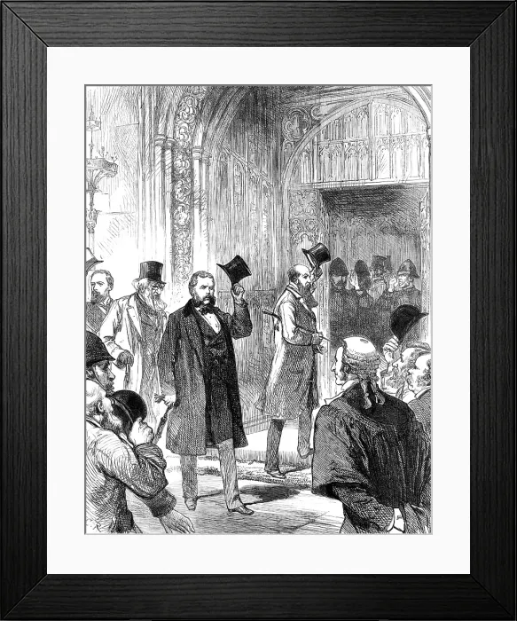 Framed Print : Meeting of the new Parliament: arrival of new Members in Westminster Hall, 1880. Creator: Unknown Framed Print : Meeting of the new Parliament: arrival of new Members in Westminster Hall, 1880. Creator: Unknown