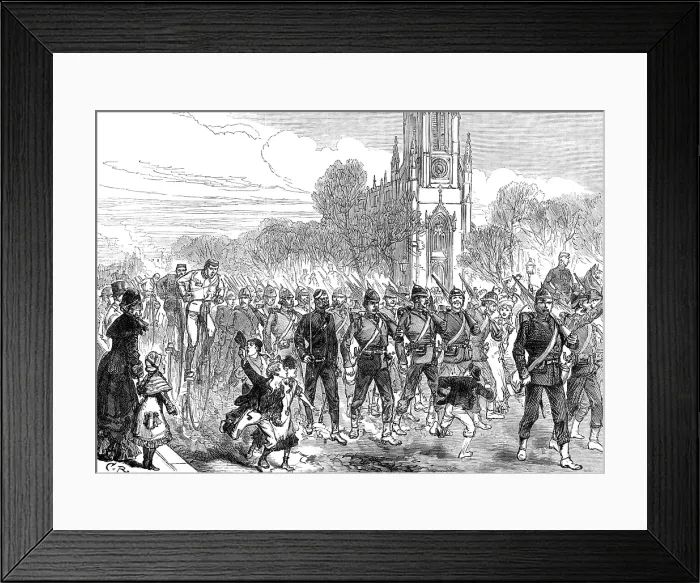 Framed Print : The Easter Volunteer Review: arrival of volunteers at Brighton by road, 1880. Creator: Unknown Framed Print : The Easter Volunteer Review: arrival of volunteers at Brighton by road, 1880. Creator: Unknown
