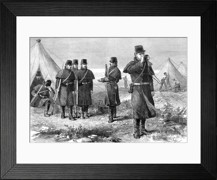 Framed Print : The Easter Volunteer Review: sounding the reveille, 1880. Creator: Unknown Framed Print : The Easter Volunteer Review: sounding the reveille, 1880. Creator: Unknown