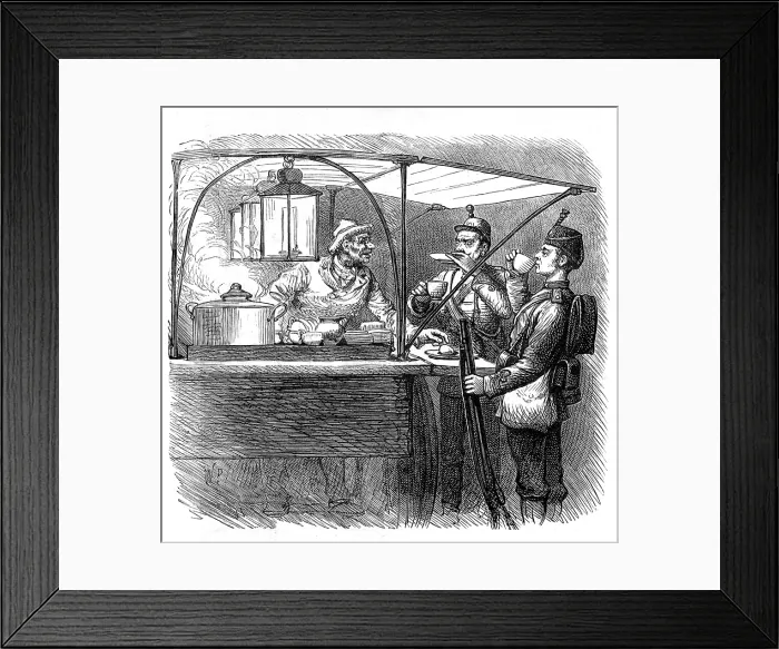 Framed Print : Sketches at the Brighton Theatre of War: Coffee for Two, 1880. Creator: Unknown Framed Print : Sketches at the Brighton Theatre of War: Coffee for Two, 1880. Creator: Unknown