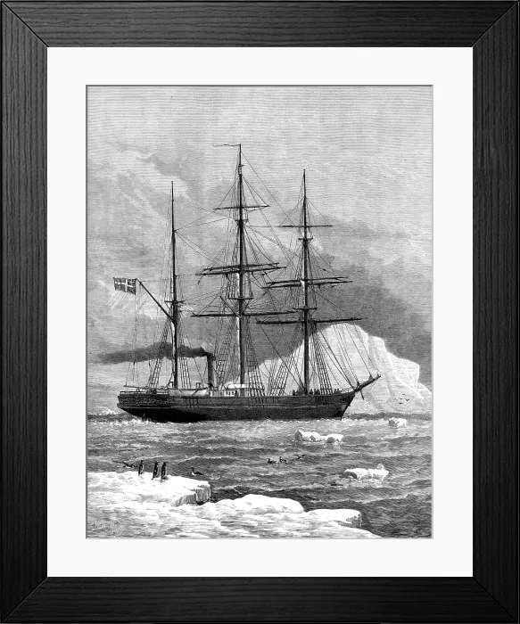 Framed Print : The Swedish Arctic exploring ship Vega among icebergs, 1880. Creator: Unknown Framed Print : The Swedish Arctic exploring ship Vega among icebergs, 1880. Creator: Unknown