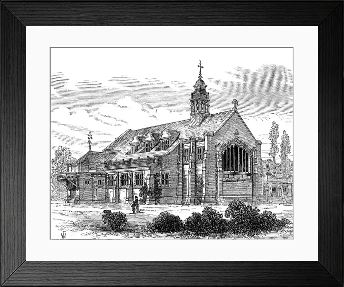Framed Print : Church of St. Michael and All Angels, Bedford Park, Chiswick, 1880. Creator: Unknown Framed Print : Church of St. Michael and All Angels, Bedford Park, Chiswick, 1880. Creator: Unknown