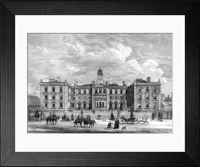 Framed Print : The officers quarters, new Barracks at Knightsbridge, 1880. Creator: Unknown Framed Print : The officers quarters, new Barracks at Knightsbridge, 1880. Creator: Unknown