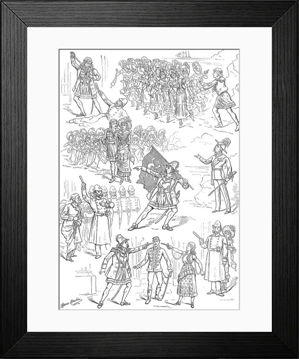 Framed Print : Sketches from The Pirates of Penzance, at the Opera Comique, 1880. Creator: Unknown Framed Print : Sketches from The Pirates of Penzance, at the Opera Comique, 1880. Creator: Unknown