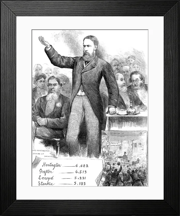 Framed Print : The General Election: Lord Hartington at Over Darwen, North-East Lancashire, 1880. Creator: Unknown Framed Print : The General Election: Lord Hartington at Over Darwen, North-East Lancashire, 1880. Creator: Unknown