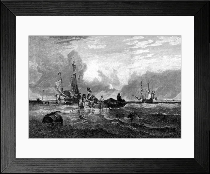 Framed Print : Passage Boat on the Scheldt, from the picture by C. Stanfield in the Sheepshanks Collection, 1880. Creator: Unknown Framed Print : Passage Boat on the Scheldt, from the picture by C. Stanfield in the Sheepshanks Collection, 1880. Creator: Unknown
