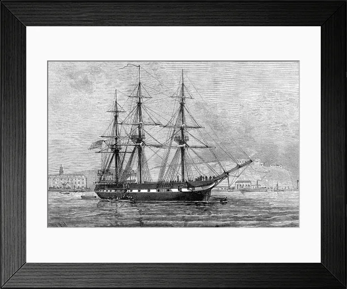 Framed Print : The United States frigate Constellation with relief stores for Irish distress...Cork Harbour, 1880. Creator: Unknown Framed Print : The United States frigate Constellation with relief stores for Irish distress...Cork Harbour, 1880. Creator: Unknown