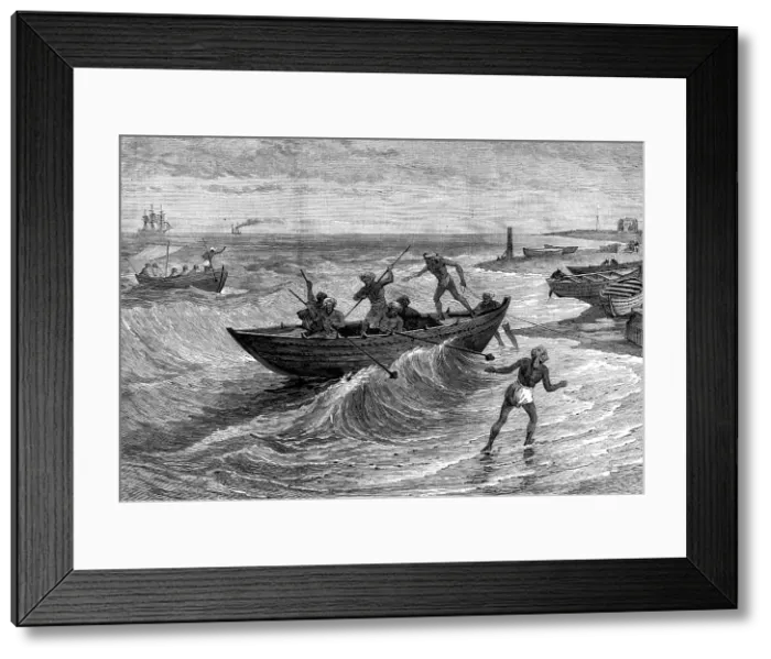 Framed Print : Massoolah boats, Madras, 1880. Creator: Unknown