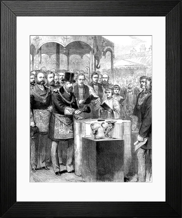 Framed Print : Royal Visit to Truro: the Prince of Wales laying the corner-stone of Truro Cathedral, 1880. Creator: Unknown Framed Print : Royal Visit to Truro: the Prince of Wales laying the corner-stone of Truro Cathedral, 1880. Creator: Unknown
