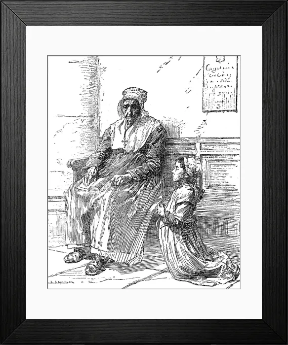 Framed Print : Illustrated handbooks to the picture exhibitions: The Grandmother by L. A. Lhermitte, 1880. Creator: Unknown