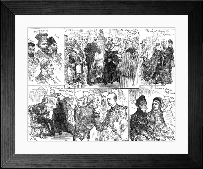 Framed Print : Sketches at the Presentation of Address to the King of Greece by the Corporation of London, 1880. Creator: Unknown Framed Print : Sketches at the Presentation of Address to the King of Greece by the Corporation of London, 1880. Creator: Unknown