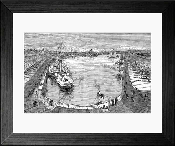 Framed Print : The new dock from the hotel at Holyhead, 1880. Creator: Unknown Framed Print : The new dock from the hotel at Holyhead, 1880. Creator: Unknown