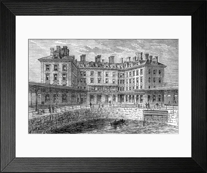 Framed Print : The new hotel and railway terminus at Holyhead, 1880. Creator: Unknown Framed Print : The new hotel and railway terminus at Holyhead, 1880. Creator: Unknown