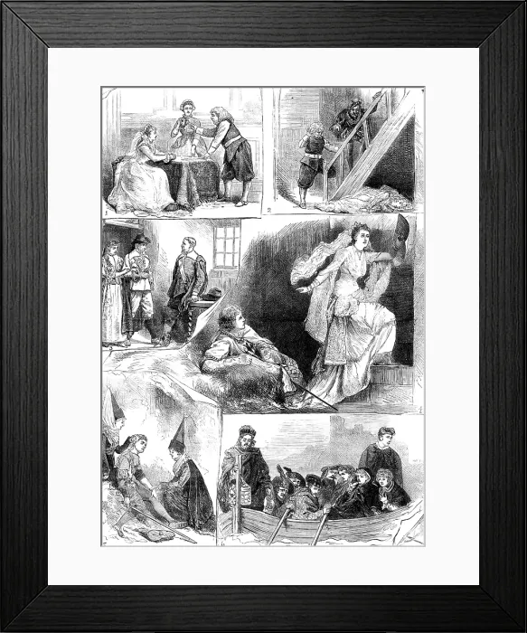 Framed Print : Tableaux Vivants, from Sir Walter Scott's novels, at Cromwell House, South Kensington, 1880. Creator: Unknown Framed Print : Tableaux Vivants, from Sir Walter Scott's novels, at Cromwell House, South Kensington, 1880. Creator: Unknown