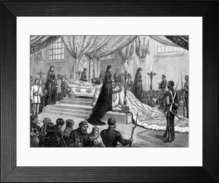 Framed Print : Funeral of the Empress of Russia at St. Petersburg: the lying in state in the cathedral... 1880. Creator: Unknown Framed Print : Funeral of the Empress of Russia at St. Petersburg: the lying in state in the cathedral... 1880. Creator: Unknown
