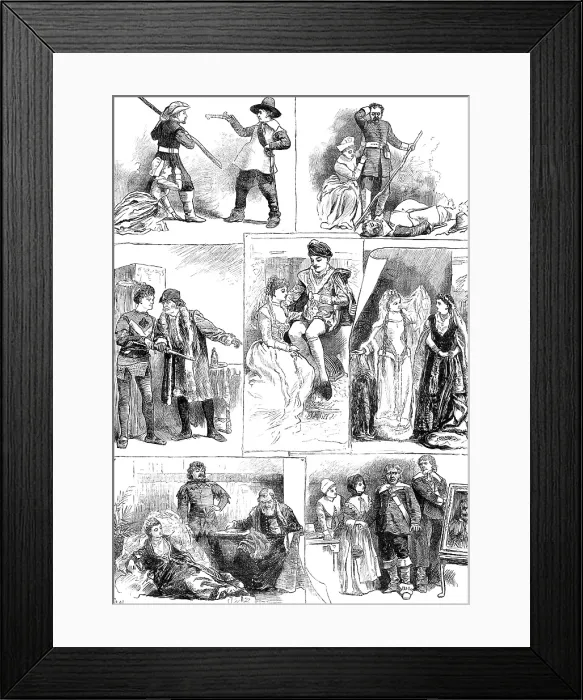 Framed Print : Tableaux Vivants, from Sir Walter Scott's novels, at Cromwell House, South Kensington, 1880. Creator: Joseph Swain Framed Print : Tableaux Vivants, from Sir Walter Scott's novels, at Cromwell House, South Kensington, 1880. Creator: Joseph Swain