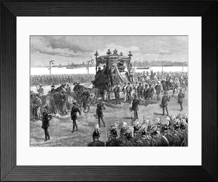 Framed Print : Funeral of the Empress of Russia at St. Petersburg: the funeral procession, 1880. Creator: Unknown Framed Print : Funeral of the Empress of Russia at St. Petersburg: the funeral procession, 1880. Creator: Unknown