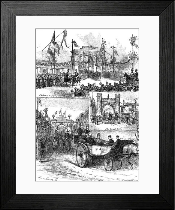 Framed Print : The Royal Visit to Truro: the Triumphal Arches, 1880. Creator: Unknown Framed Print : The Royal Visit to Truro: the Triumphal Arches, 1880. Creator: Unknown