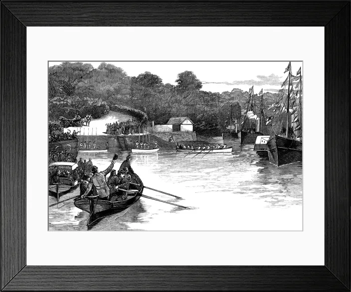 Framed Print : The Royal Visit to Cornwall: the Prince and Princess of Wales on the River Fal, 1880. Creator: Unknown