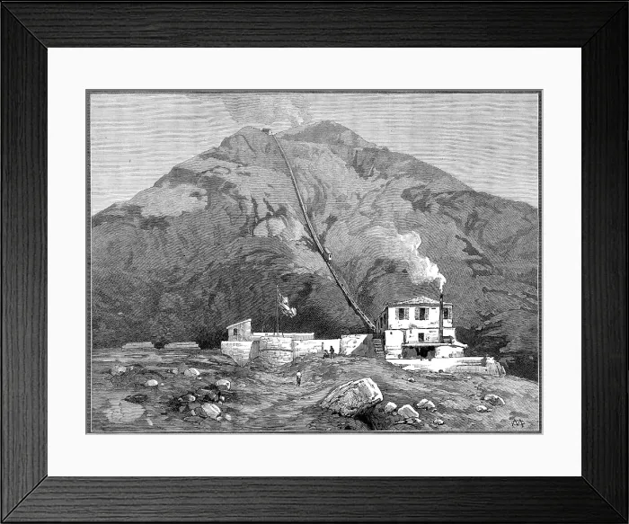 Framed Print : Opening of the railway to the top of Mount Vesuvius, 1880. Creator: Unknown
