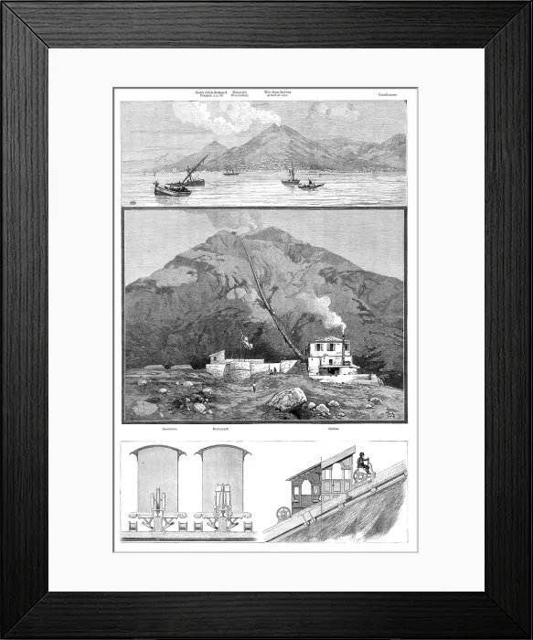 Framed Print : Opening of the railway to the top of Mount Vesuvius, 1880. Creator: Unknown Framed Print : Opening of the railway to the top of Mount Vesuvius, 1880. Creator: Unknown