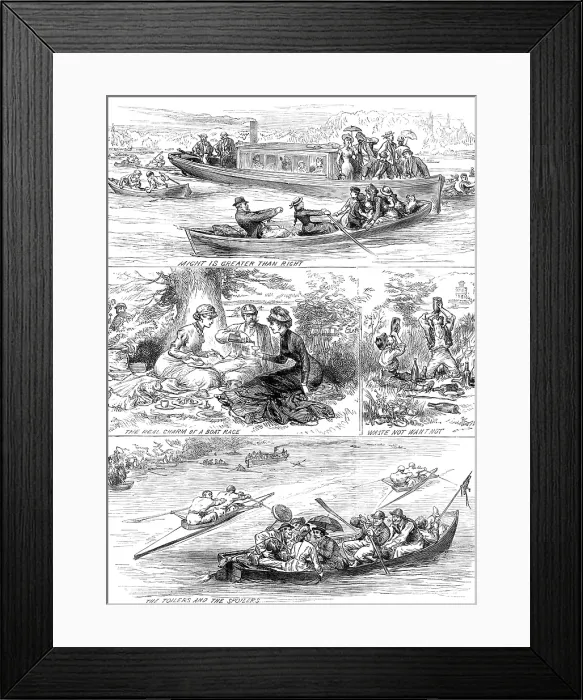 Framed Print : Henley Regatta: sketches on the river, 1880. Creator: Unknown Framed Print : Henley Regatta: sketches on the river, 1880. Creator: Unknown