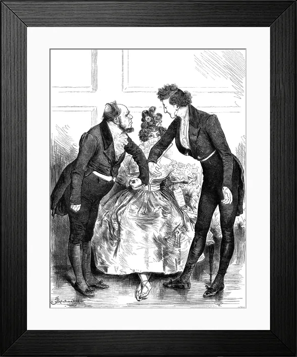 Framed Print : A Domestic Drama - Act I. - The Choice (between Worth and Wealth) drawn By F. Barnard, 1880. Creator: Joseph Swain Framed Print : A Domestic Drama - Act I. - The Choice (between Worth and Wealth) drawn By F. Barnard, 1880. Creator: Joseph Swain