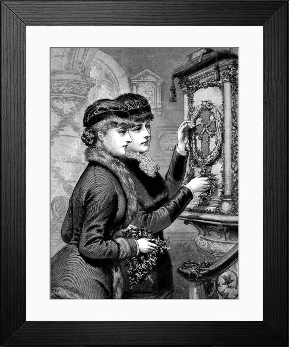 Framed Print : The Vicar's Daughters, drawn by A. Hunt, 1880. Creator: Unknown Framed Print : The Vicar's Daughters, drawn by A. Hunt, 1880. Creator: Unknown