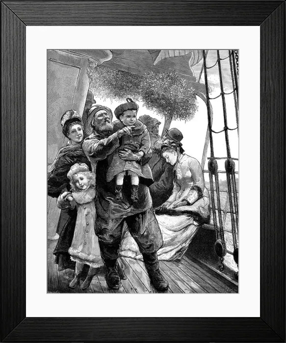 Framed Print : In Sight of Home: Christmas Morning - drawn by A. Emslie, 1880. Creator: Eugene Froment Framed Print : In Sight of Home: Christmas Morning - drawn by A. Emslie, 1880. Creator: Eugene Froment