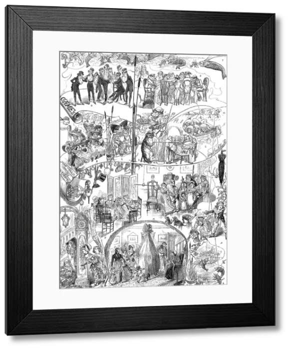 Framed Print : Games for Old and Young, drawn by George Cruikshank, 1880. Creator: Joseph Swain Framed Print : Games for Old and Young, drawn by George Cruikshank, 1880. Creator: Joseph Swain
