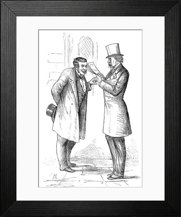 Framed Print : Parliamentary Sketches: in the Lobby - Hot Water, 1880. Creator: Unknown Framed Print : Parliamentary Sketches: in the Lobby - Hot Water, 1880. Creator: Unknown