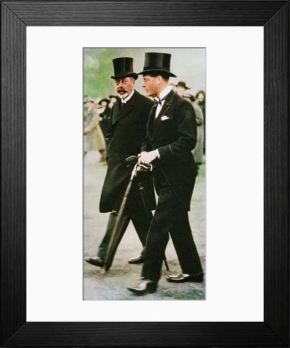Framed Print : King George V and his son, Prince Edward, Duke of Windsor, 1930s. Creator: Unknown Framed Print : King George V and his son, Prince Edward, Duke of Windsor, 1930s. Creator: Unknown