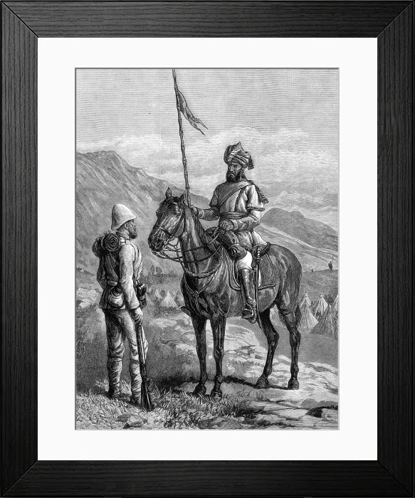 Framed Print : Our troops in Afghanistan: a Sowar of the 10th Bengal Lancers, and a private of the 9th Foot, 1880. Creator: Unknown Framed Print : Our troops in Afghanistan: a Sowar of the 10th Bengal Lancers, and a private of the 9th Foot, 1880. Creator: Unknown