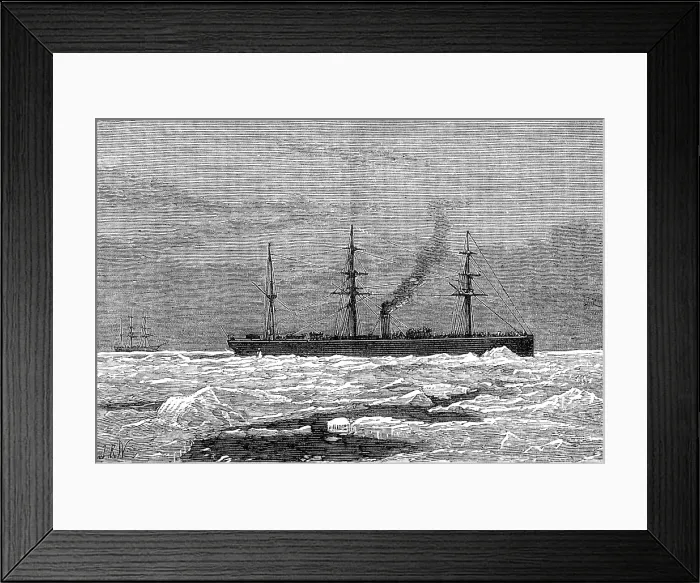 Framed Print : The Sardinian forcing her way through ice in the Gulf of St. Lawrence, 1880. Creator: Josiah Robert Wells Framed Print : The Sardinian forcing her way through ice in the Gulf of St. Lawrence, 1880. Creator: Josiah Robert Wells