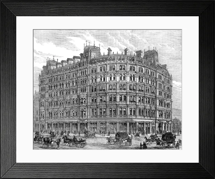 Framed Print : The new Grand Hotel, Charing-Cross (on the site of Northumberland House), 1880. Creator: Unknown Framed Print : The new Grand Hotel, Charing-Cross (on the site of Northumberland House), 1880. Creator: Unknown
