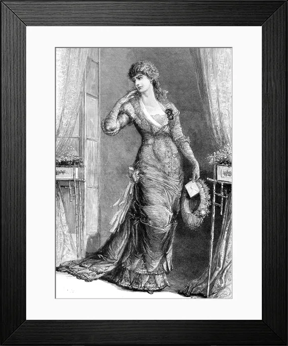 Framed Print : Madame Modjeska as Constance, in Heartsease, at the Royal Court Theatre, 1880. Creator: Unknown Framed Print : Madame Modjeska as Constance, in Heartsease, at the Royal Court Theatre, 1880. Creator: Unknown