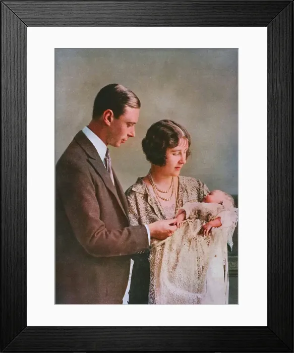 Framed Print : The Duke and Duchess of York at the christening of Princess Elizabeth, 1926. Creator: Unknown