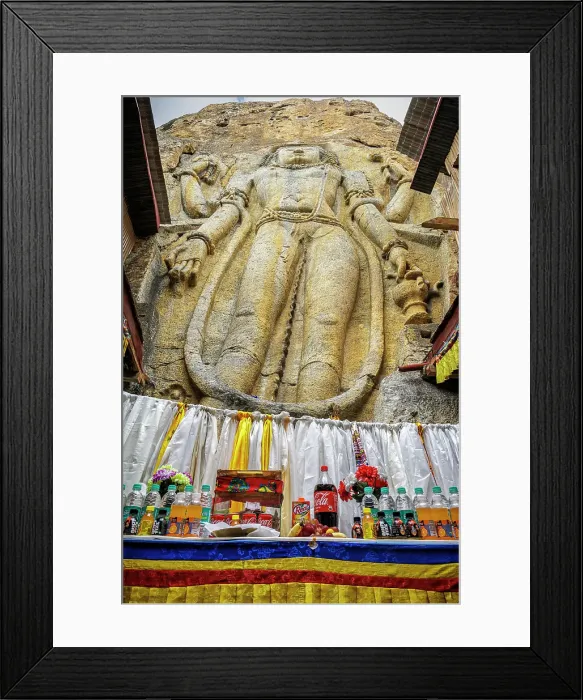 Framed Print : Rock-cut Chamba statue in Mulbekh village, Ladakh, India, 2023. Creator: Peter Thompson Framed Print : Rock-cut Chamba statue in Mulbekh village, Ladakh, India, 2023. Creator: Peter Thompson
