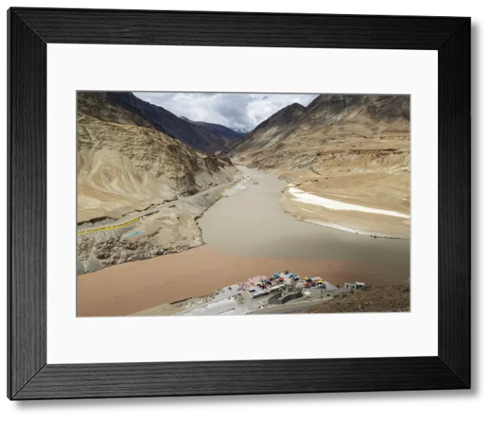 Framed Print : Sangam, confluence of Zanskar and Indus rivers, Ladakh, India, 2023. Creator: Peter Thompson Framed Print : Sangam, confluence of Zanskar and Indus rivers, Ladakh, India, 2023. Creator: Peter Thompson