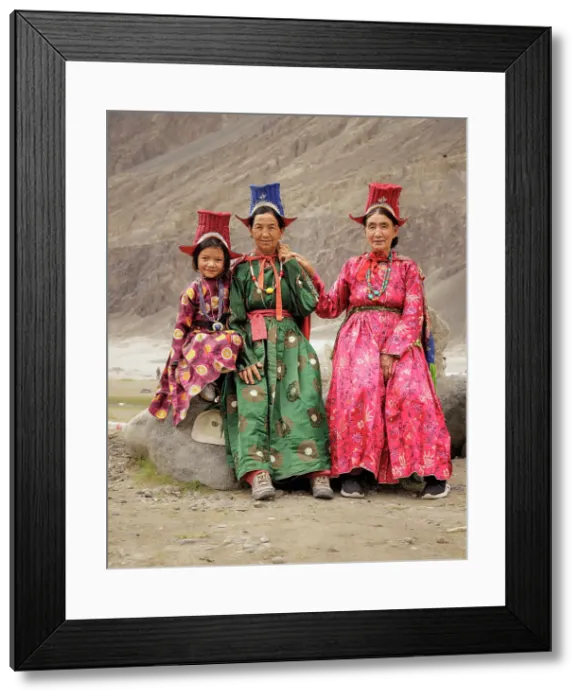 Framed Print : Traditional dress, Nubra Valley, Hunder, Ladakh, India, 2023. Creator: Peter Thompson