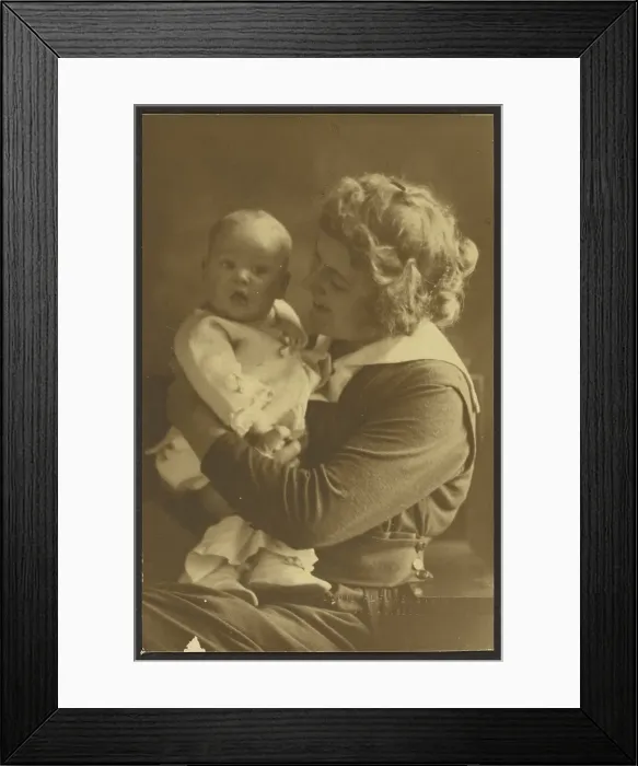 Framed Print : Portrait of Mother Smiling at Child, 1907-1924. Creator: Louis Fleckenstein Framed Print : Portrait of Mother Smiling at Child, 1907-1924. Creator: Louis Fleckenstein