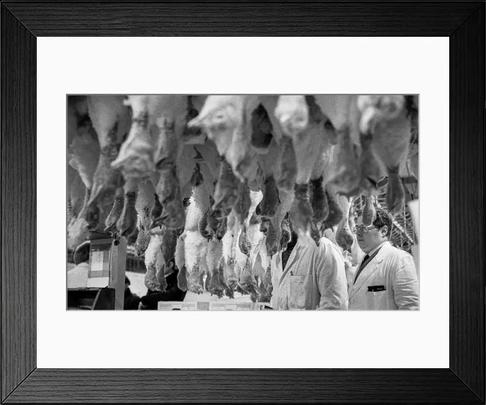 Framed Print : Smithfield Meat Market, City of London, January 1980. Creator: Peter Thompson Framed Print : Smithfield Meat Market, City of London, January 1980. Creator: Peter Thompson